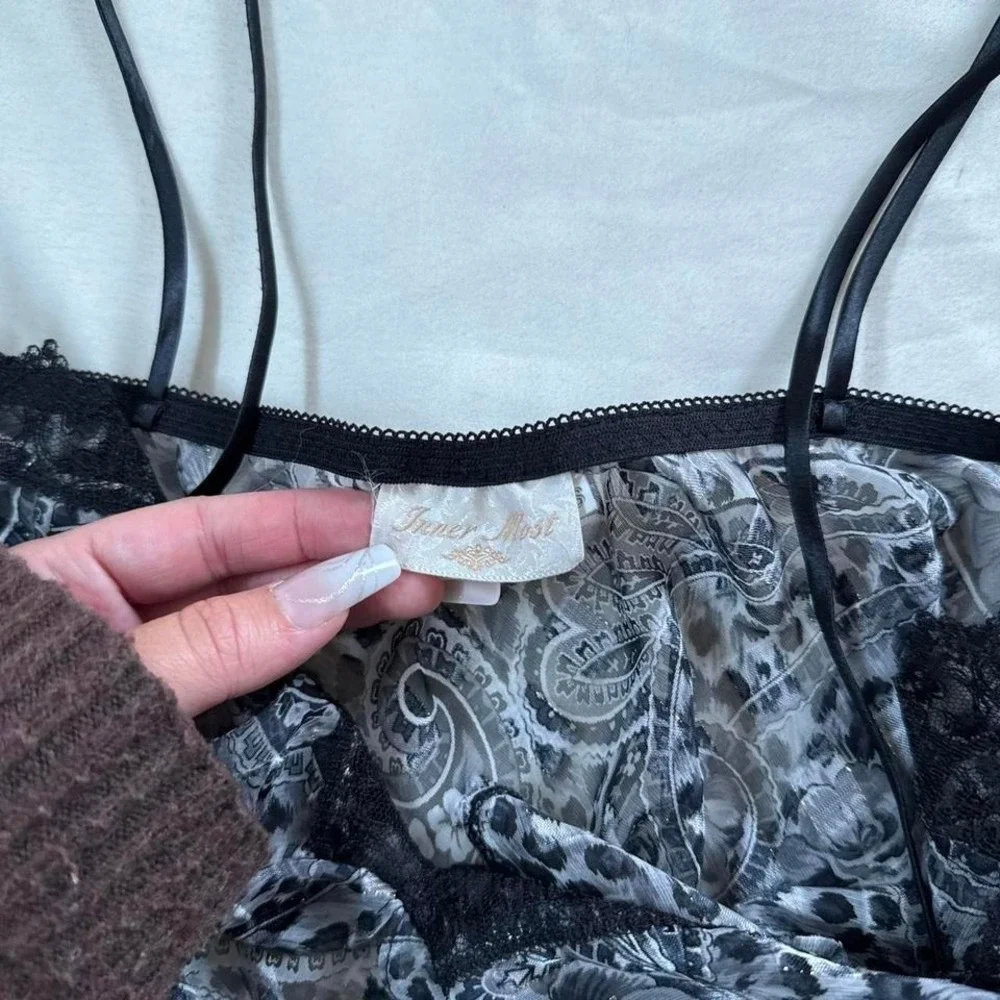90s innermost black paisley mini dress‎ size medium